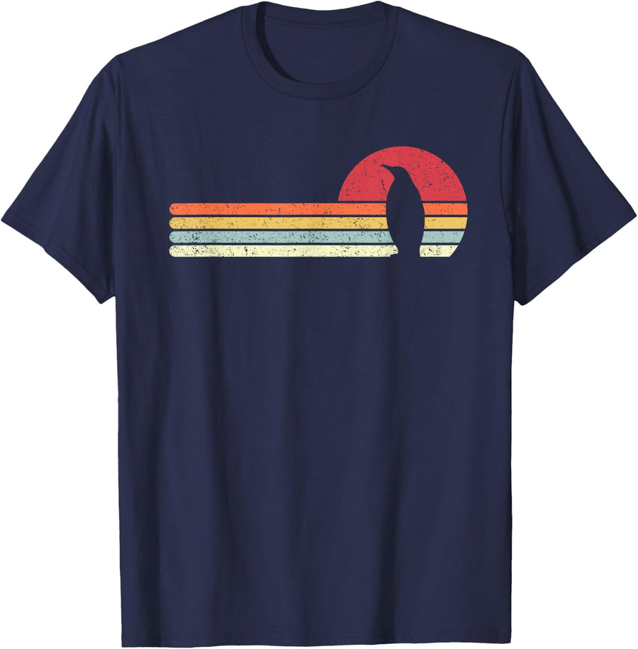 Penguin Shirt. Retro Style T-Shirt T-Shirt - Navy Blue