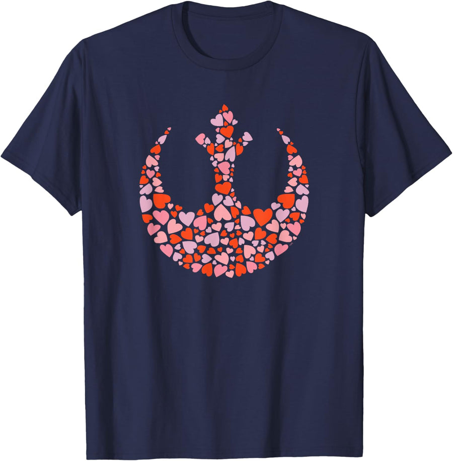 Star Wars Valentine's Day Rebel Alliance Symbol Logo Hearts T-Shirt - Navy Blue