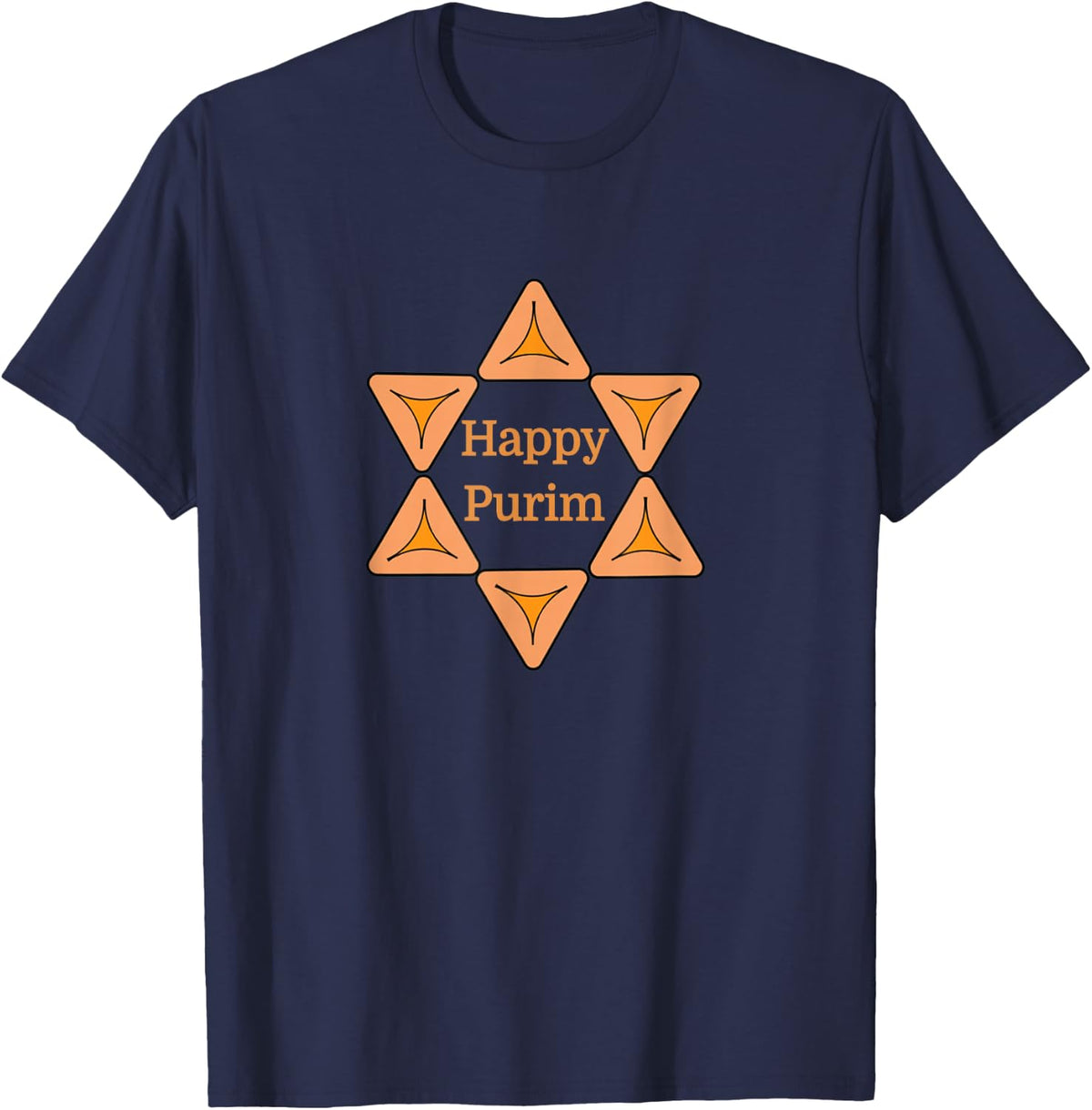 Happy Purim Hamentashen Star Of David Jewish Holiday Costume Tee T-Shirt - Navy Blue