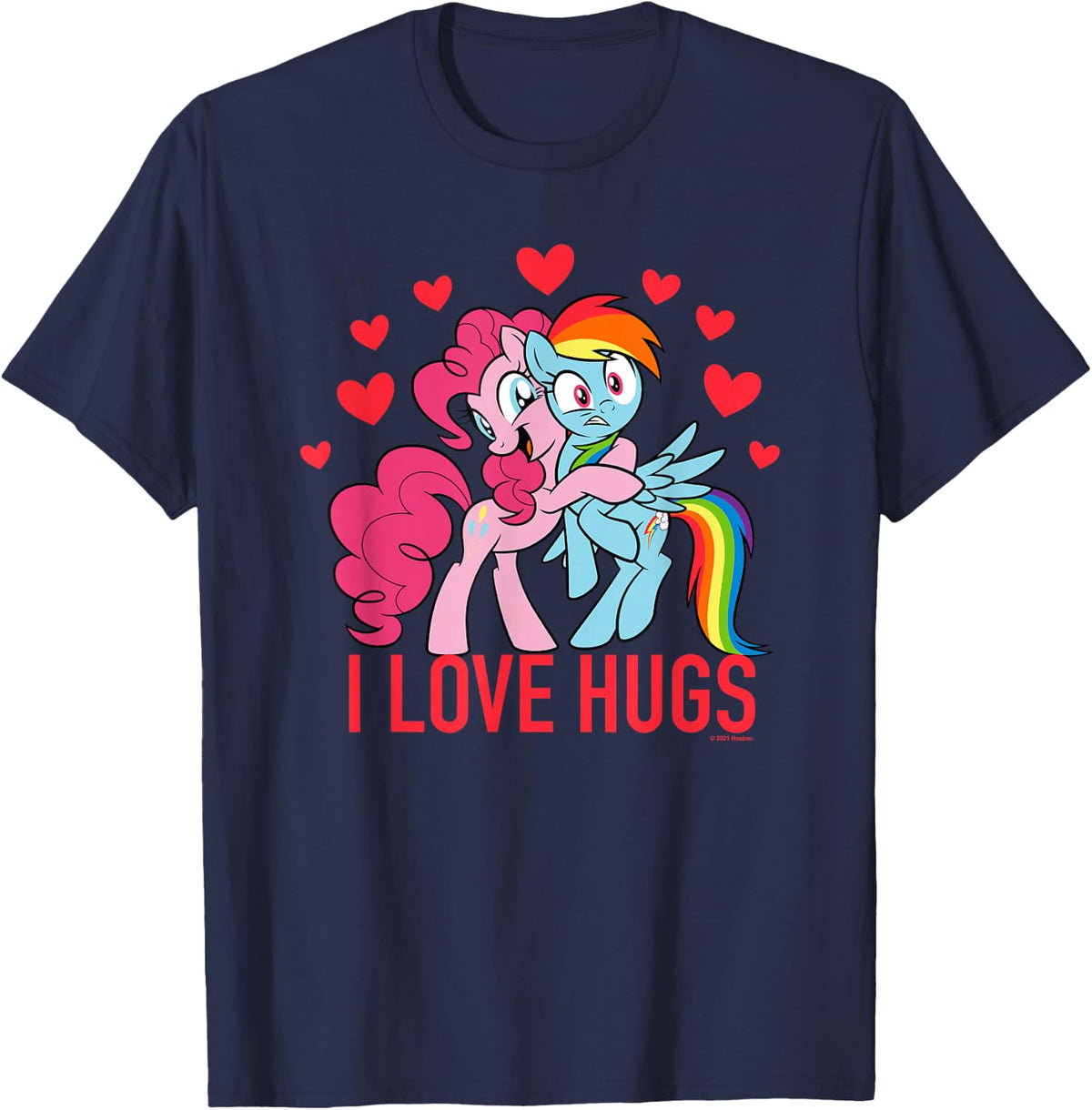 My Little Pony Valentine's Day Pinkie Pie Rainbow Dash Hugs T-Shirt - Navy Blue