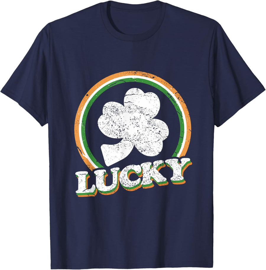 St Patricks Day - Irish Lucky Shamrock T-Shirt - Navy Blue