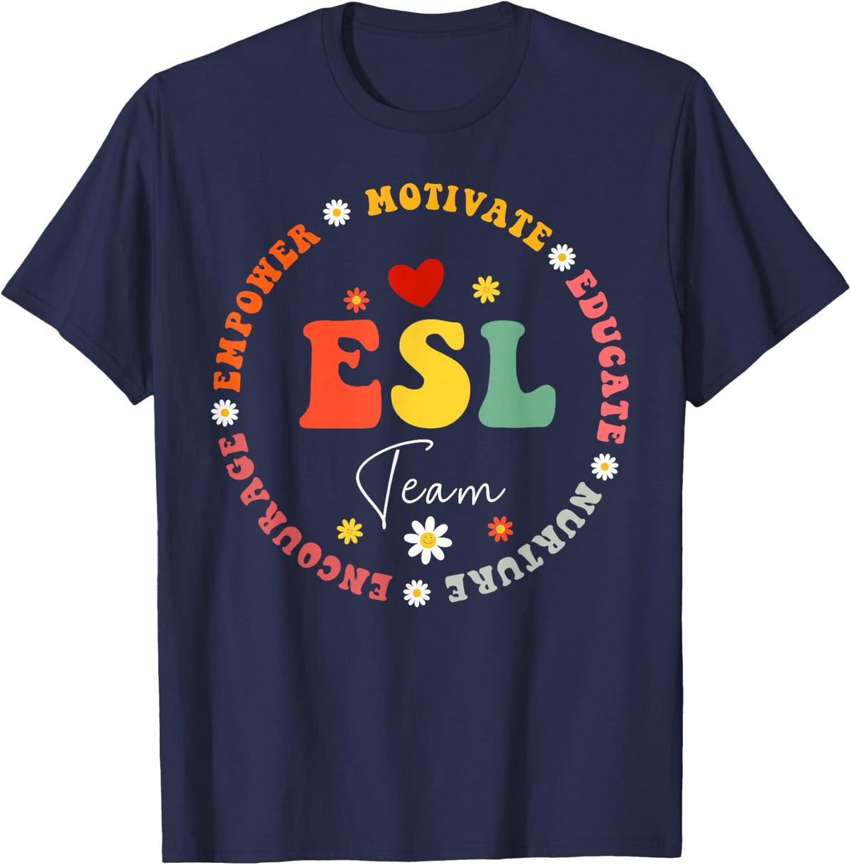 ESL Team Teacher English As A Second Language Squad Linguist T-Shirt - Navy Blue