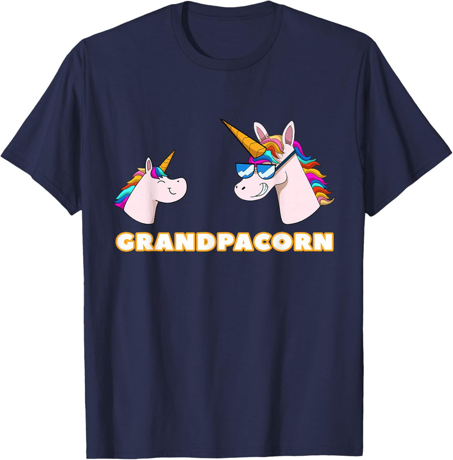 Grandpacorn Grandpa 1 Kid Grandfather Unicorn Father's Day T-Shirt - Navy Blue