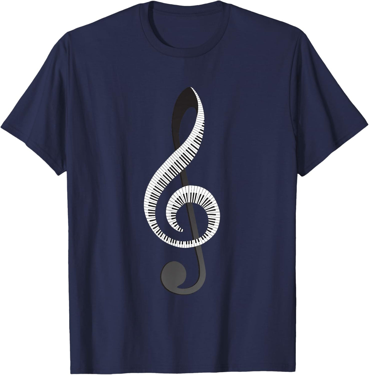 Funny Piano Gift For Men Women Cool Treble Clef Musical Note T-Shirt - Navy Blue