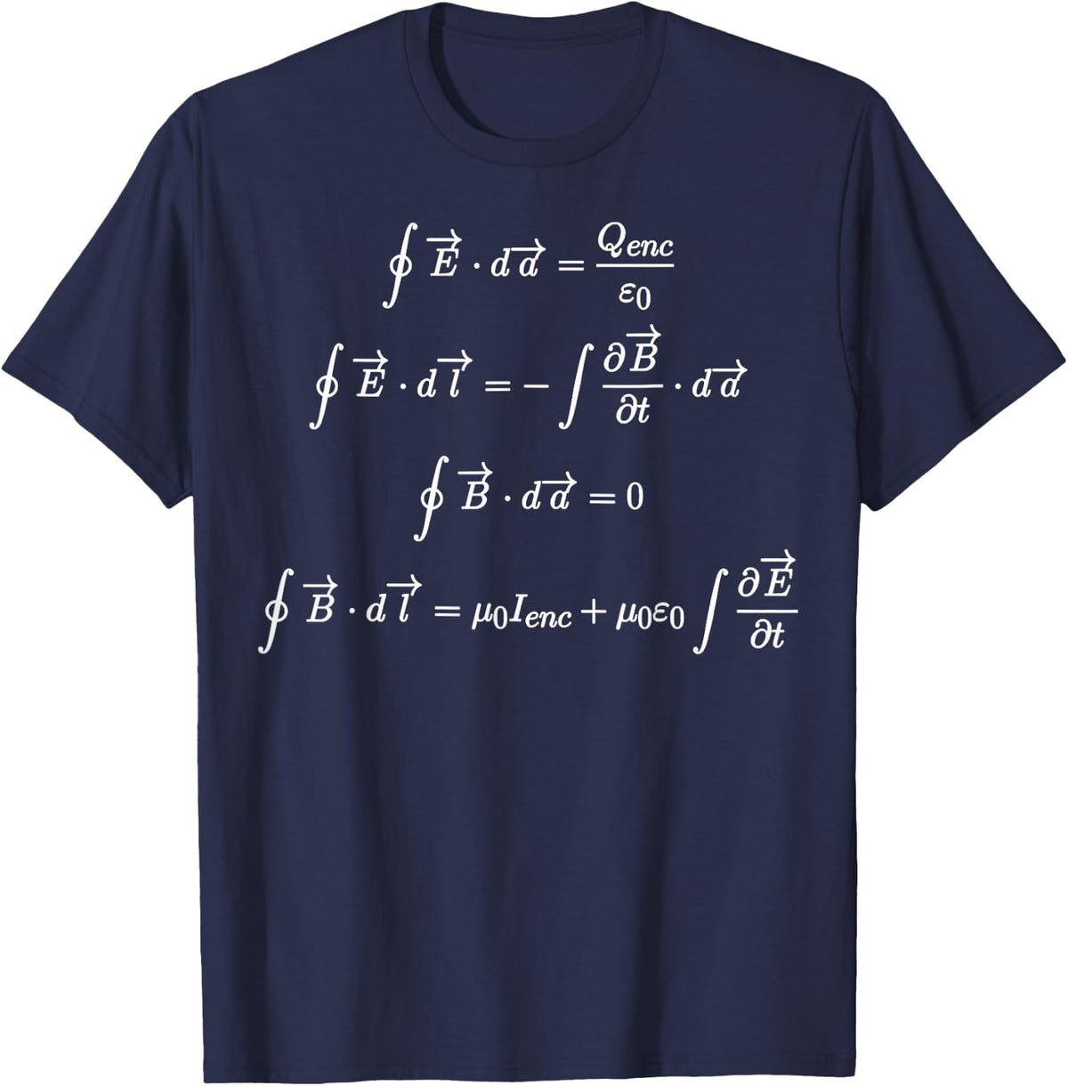 Maxwell Equations Math Lover Nerd Science T-Shirt - Navy Blue