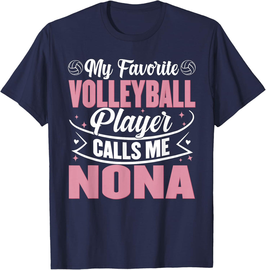 My Favorite Volleyball Player Calls Me Nona T-Shirt - Navy Blue