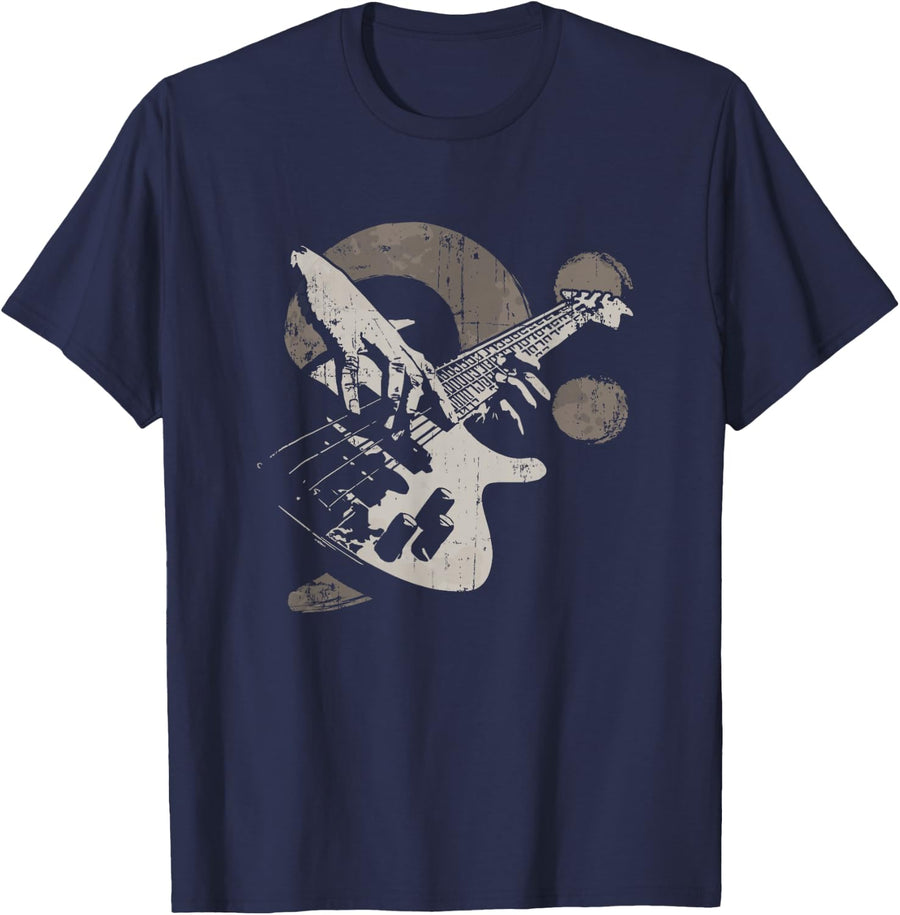 Vintage Bass Guitar Clef Shirt Gift for Bassist Player T-Shirt - Navy Blue