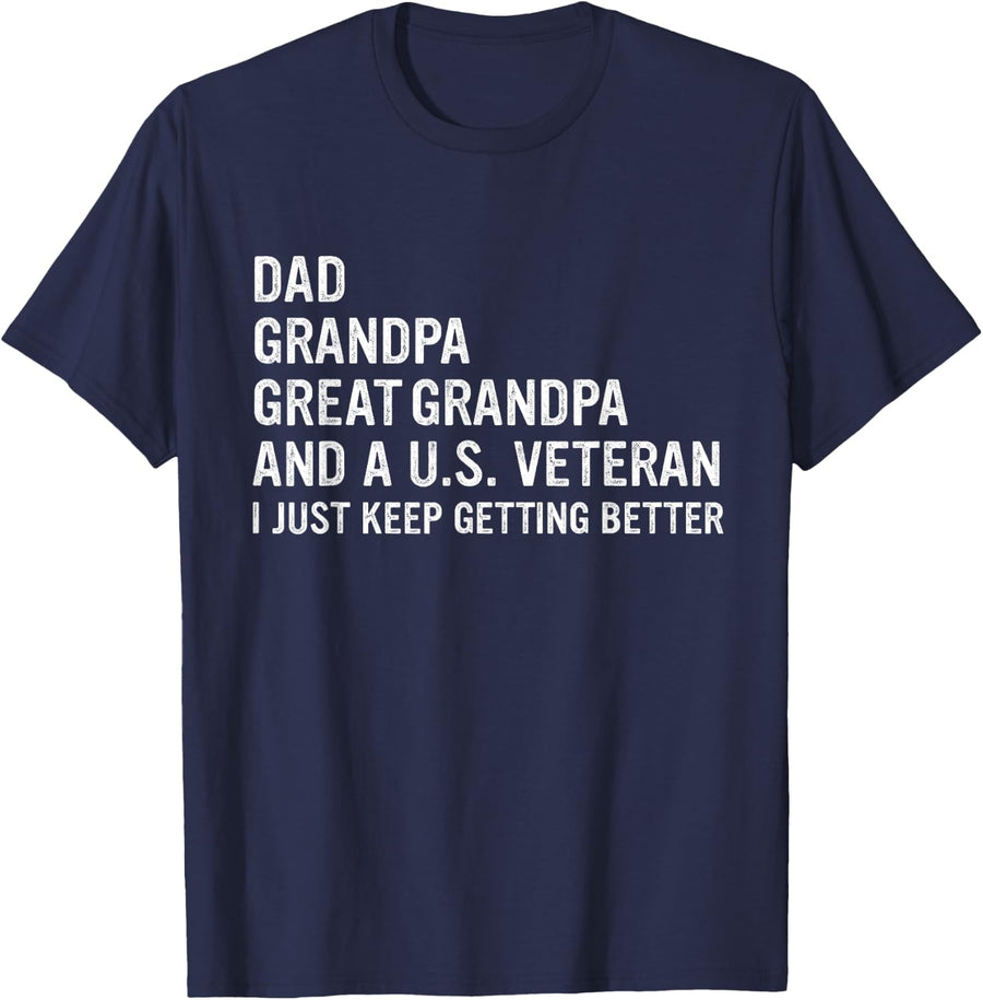 Dad Grandpa Great Grandpa Veteran Father's Day Great Grandpa T-Shirt - Navy Blue