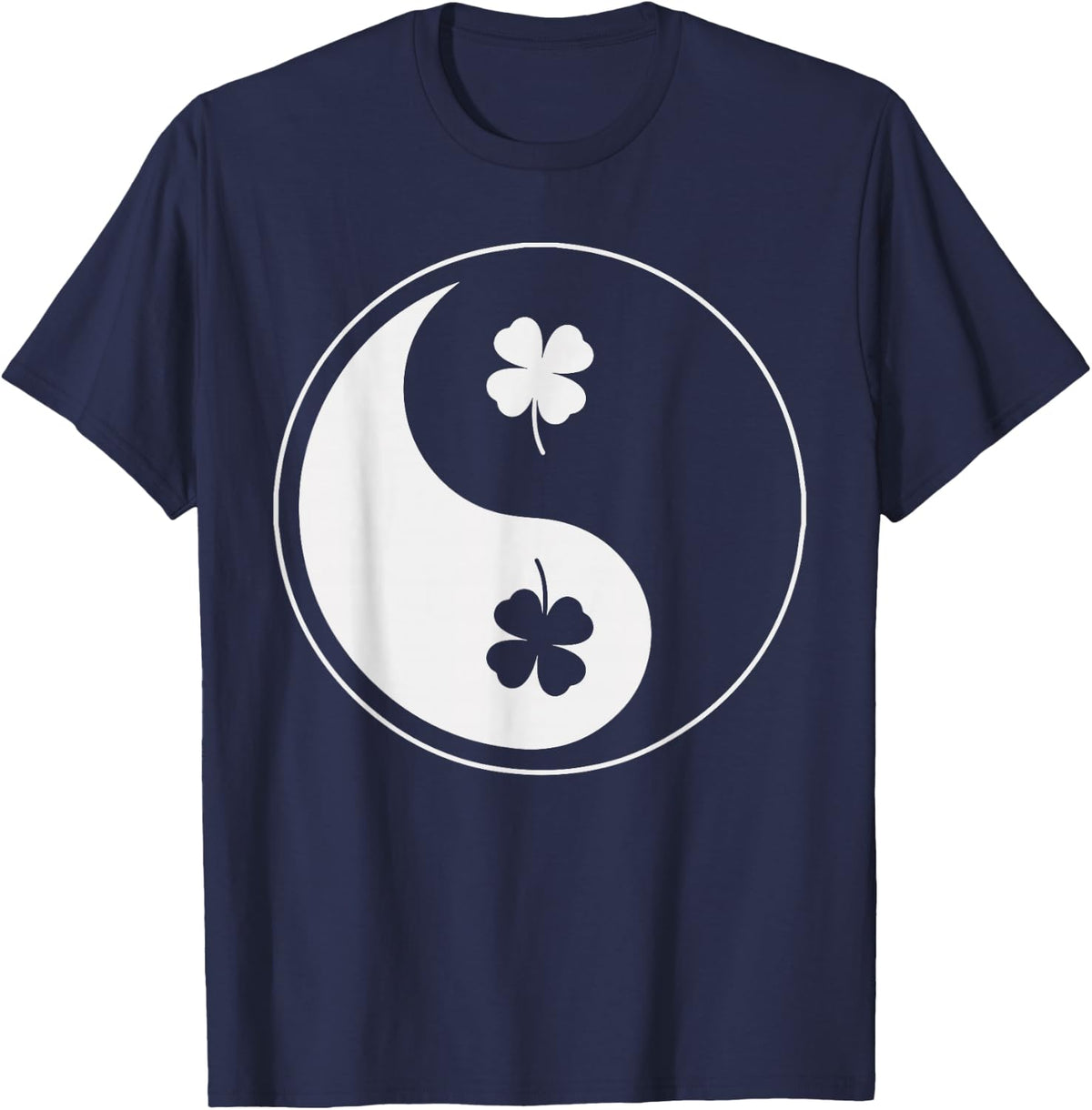 Shamrock Yin Yang Shirt Yoga Meditation St Patricks Day T-Shirt - Navy Blue