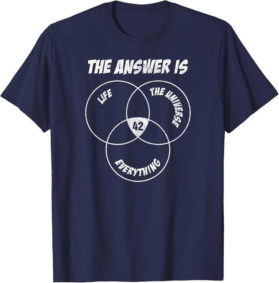 42 Answer to Life Universe Everything I Physics Nerd T-Shirt - Navy Blue