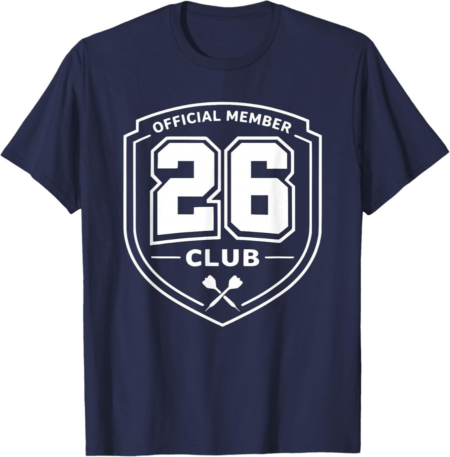 26 Club Darts Athletic Badge Design for League Players T-Shirt - Navy Blue