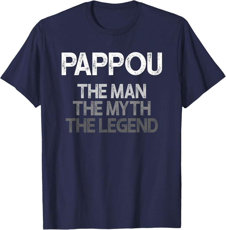 Pappou Design: The Man The Myth The Legend T-Shirt - Navy Blue