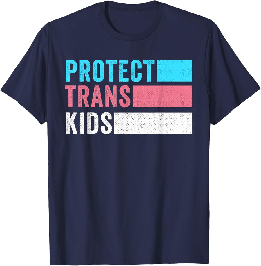 Protect Trans Kids LGBT Support Transgender LGBT Pride T-Shirt - Navy Blue