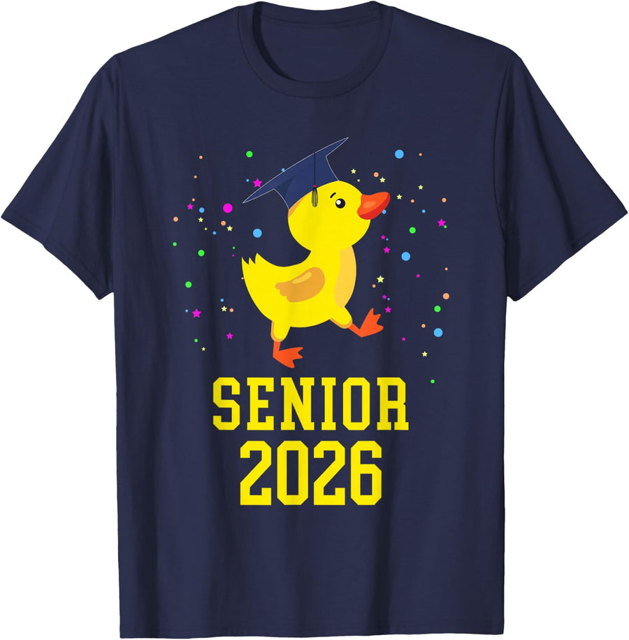 Duck Senior 2026 Graduate School & College Graduation T-Shirt - Navy Blue