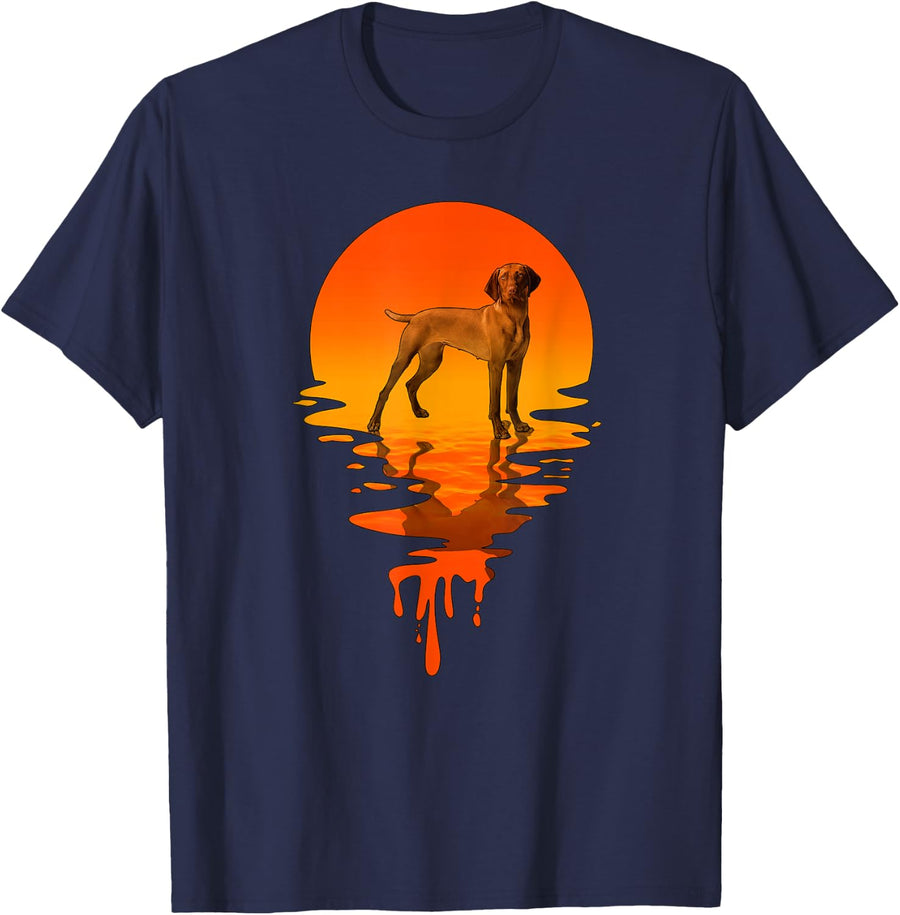 Vintage Retro Style Vizsla T-Shirt - Navy Blue