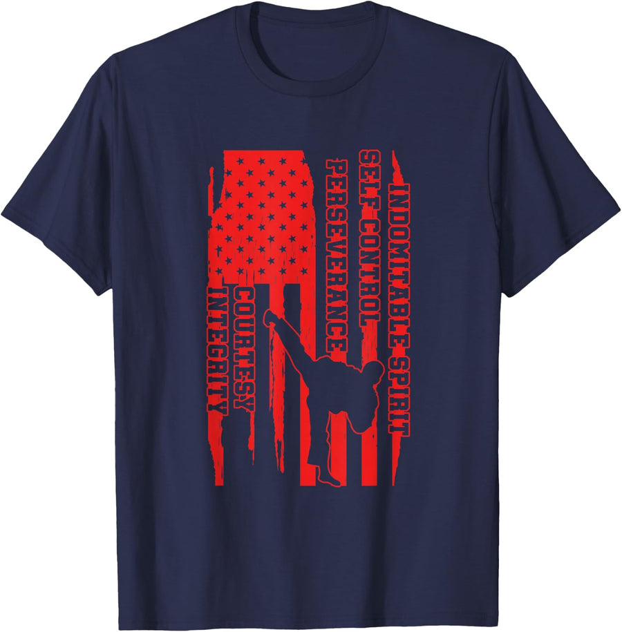 American Taekwondo USA Martial Arts Artist Team T-Shirt - Navy Blue