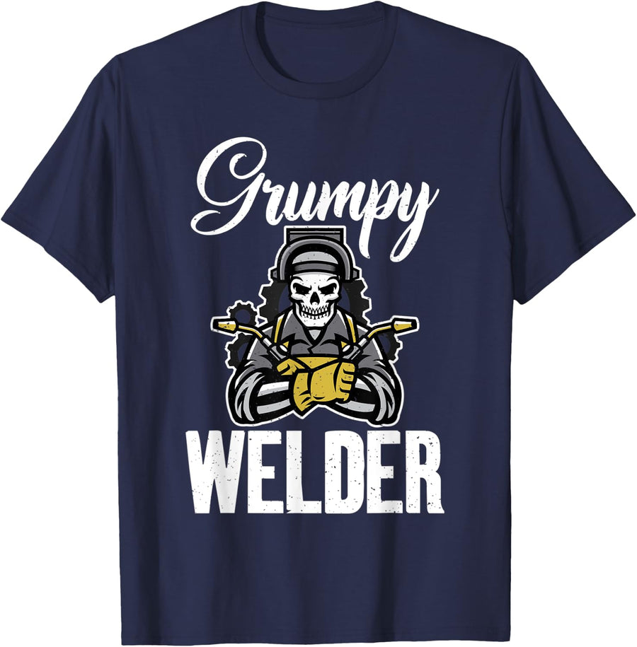 Welding Grumpy Welder T-Shirt - Navy Blue