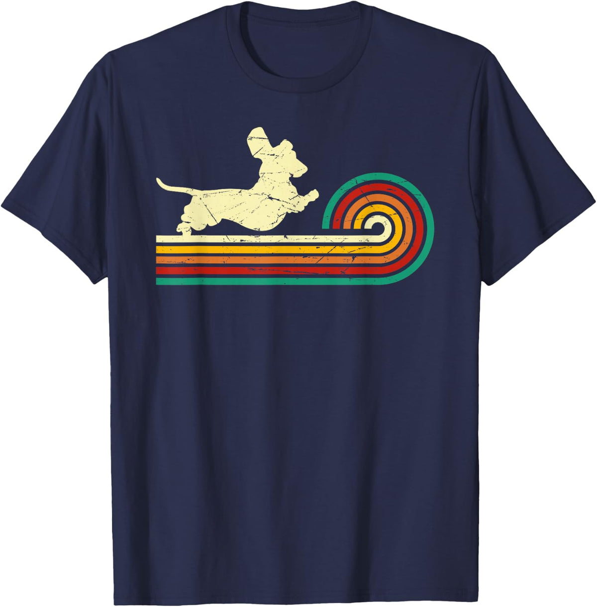 Dachshund dachshund dog silhouette retro gift T-Shirt - Navy Blue