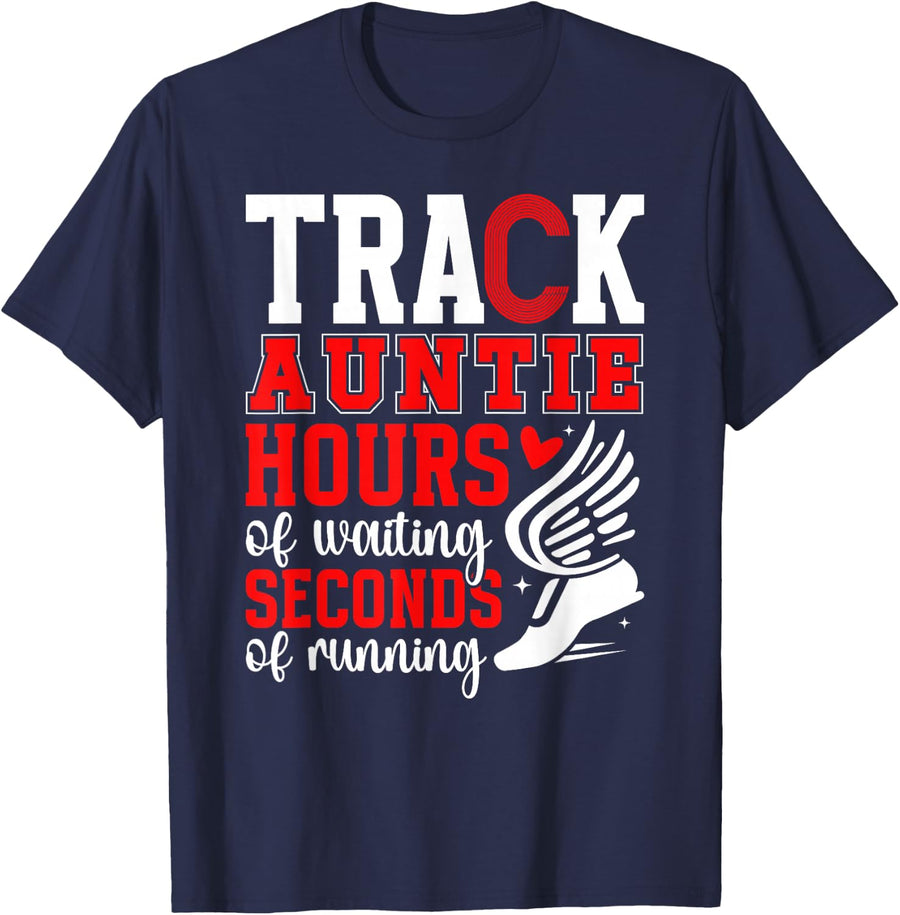 Track Auntie Funny Track and Field Aunt Track Aunt T-Shirt - Navy Blue