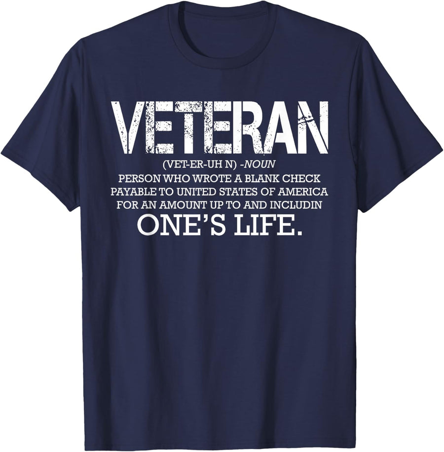 Veteran Definition Meaning Army Soldier Cool Military Gifts T-Shirt - Navy Blue