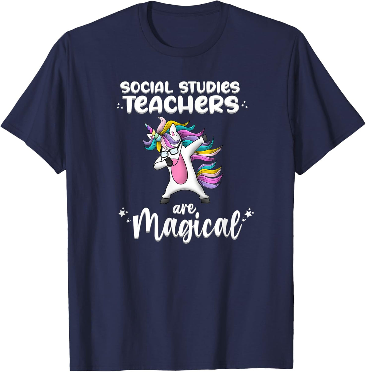 Unicorn Social Studies Love Funny School Teacher Magical Men Women Kids T-Shirt - Navy Blue