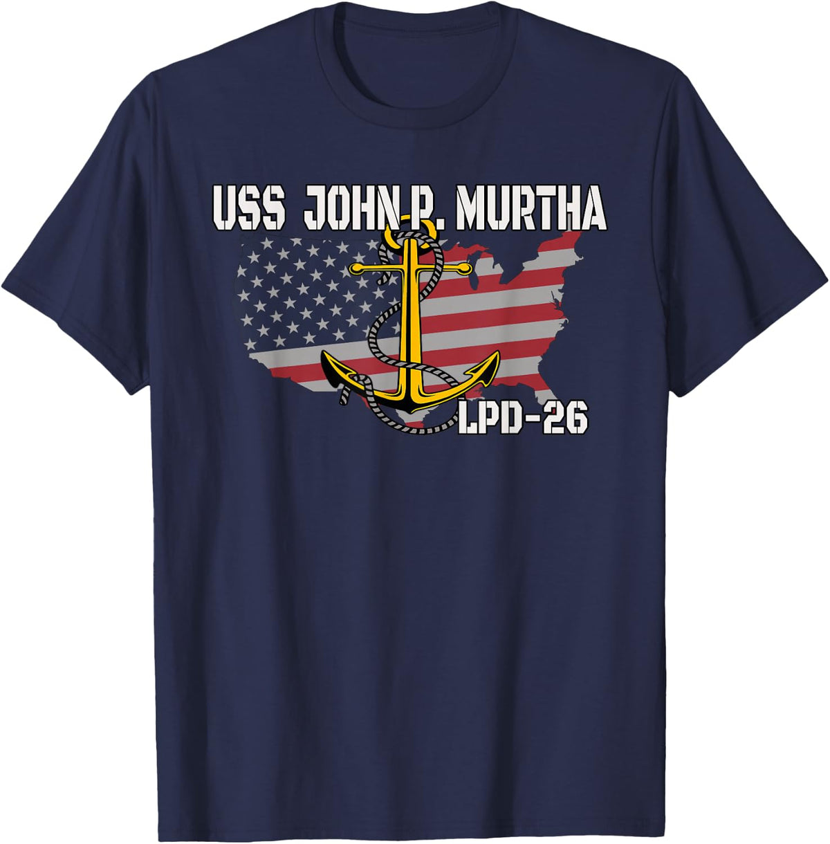 USS John P. Murtha LPD-26 Landing Platform Dock Veterans Day T-Shirt - Navy Blue