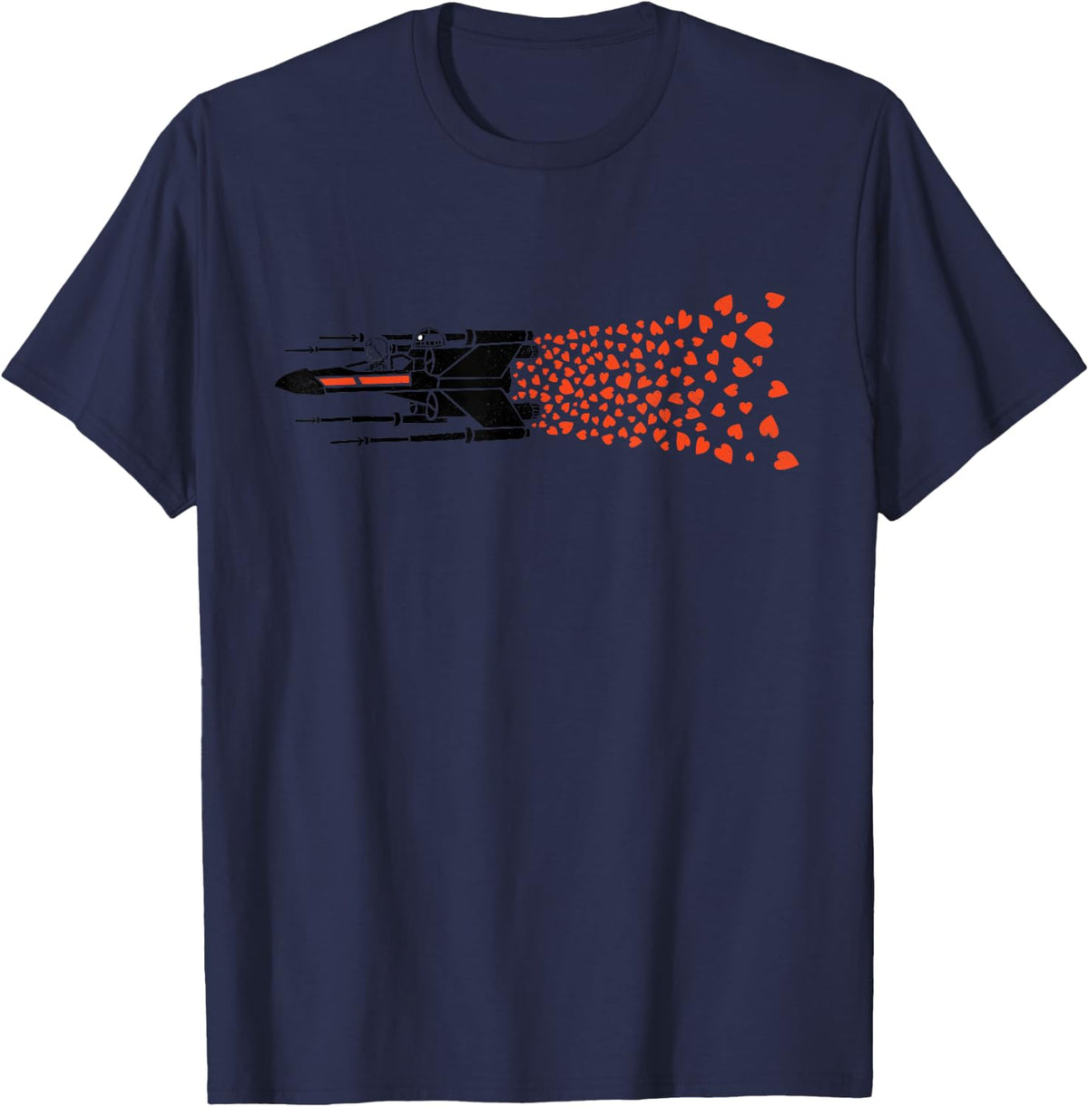 Star War Valentine's Day Luke R2-D2 X-Wing Hearts T-Shirt - Navy Blue