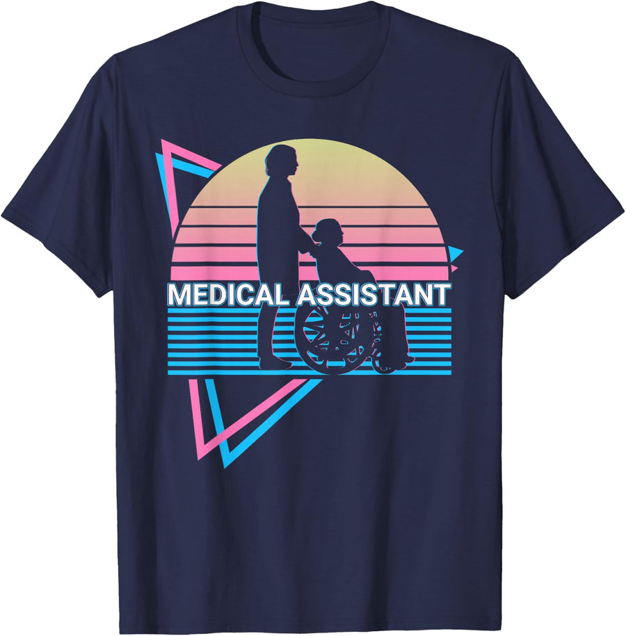 Medical Assistant Retro T-Shirt - Navy Blue