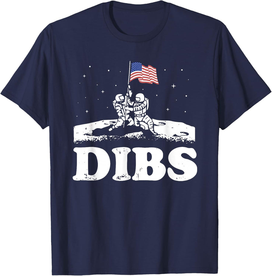 4th Of July American Dibs On The Moon T-Shirt - Navy Blue