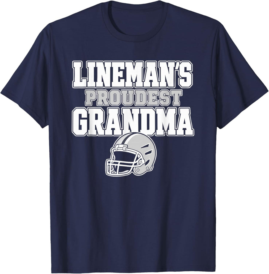 Football Lineman Grandma Helmet T-Shirt - Navy Blue