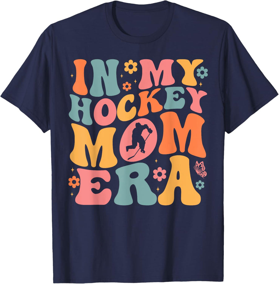In My Hockey Mom Era Funny Hockey Mama Women Mother's Day T-Shirt - Navy Blue