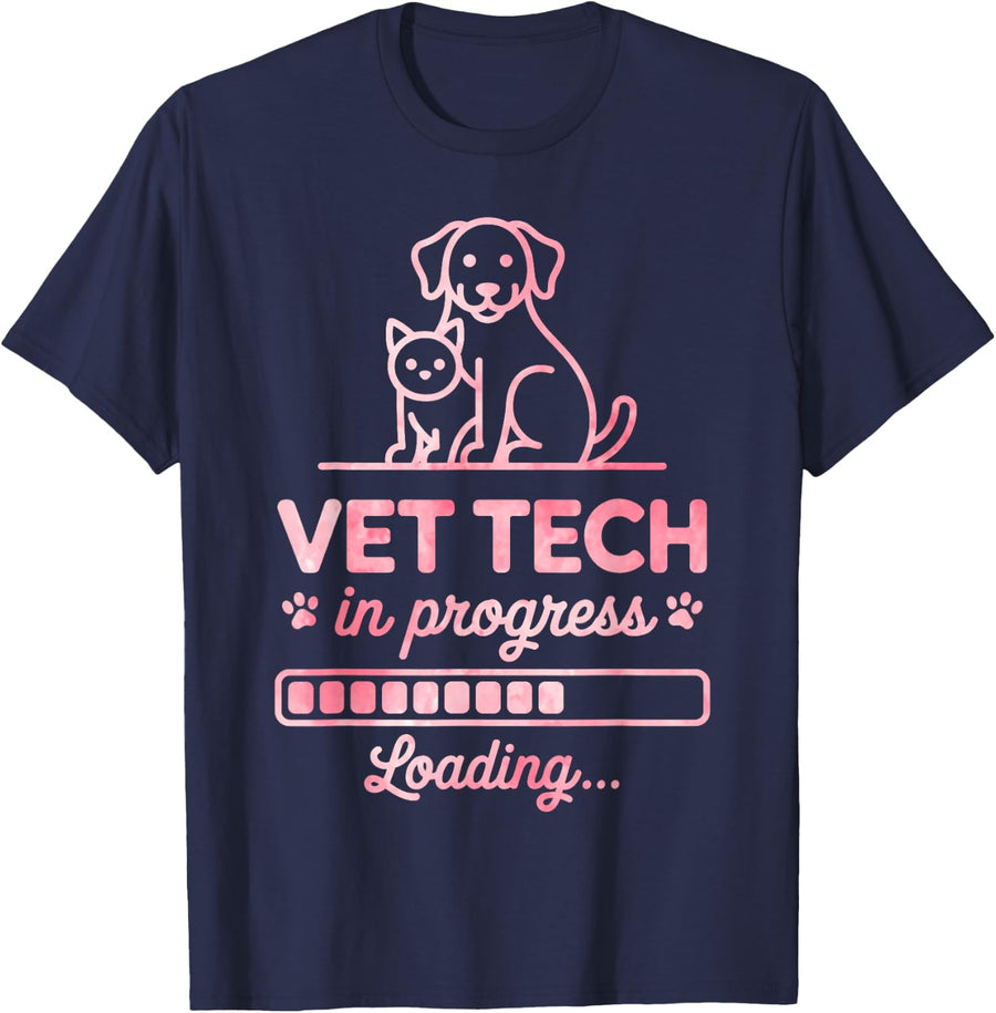Funny Vet Tech Art for Men Women Kids Veterinary Technician T-Shirt - Navy Blue