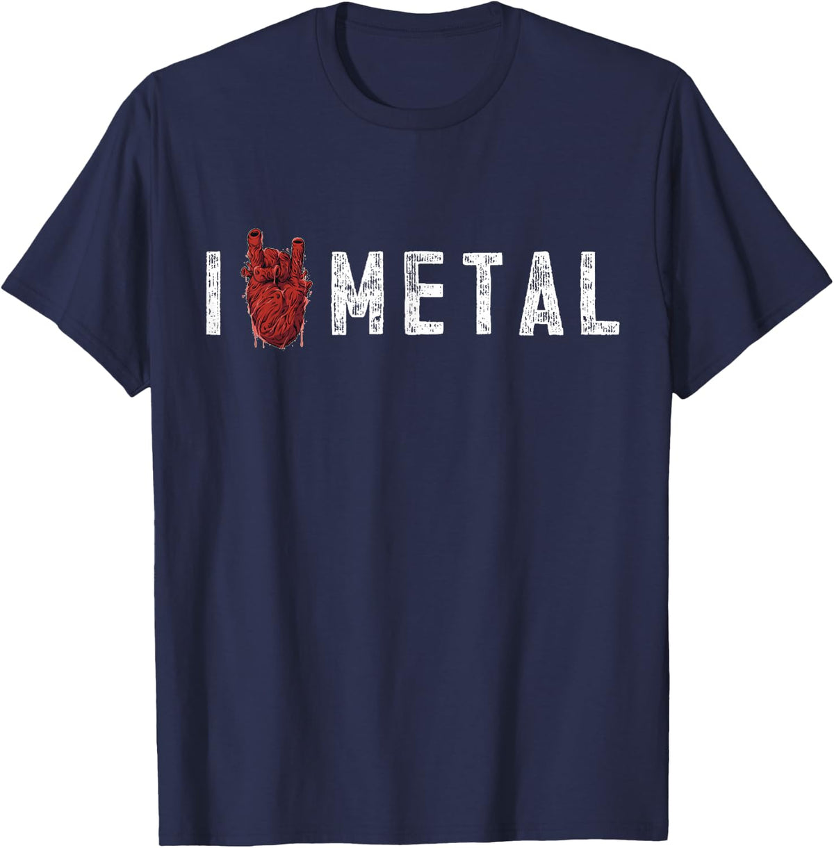 Heavy Metal Rocker Punk Rock Music Hard Rock T-Shirt - Navy Blue