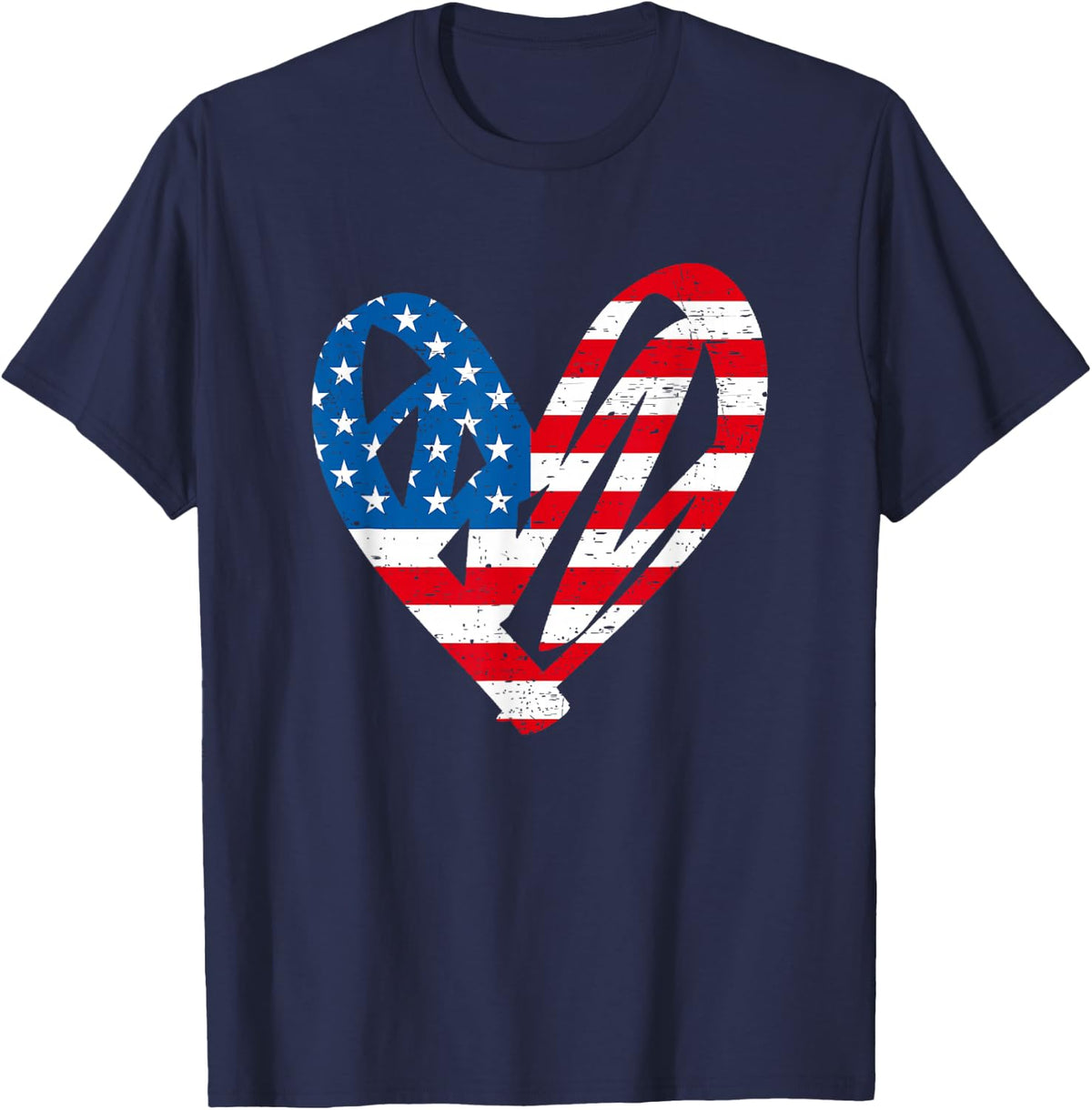 4th July Partiotic Heart Independence Day | Mens & Womens T-Shirt - Navy Blue