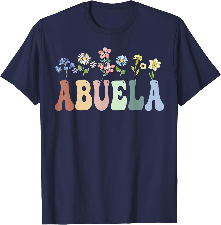 Abuela Gifts Women Wildflower Floral Design Abuela T-Shirt - Navy Blue