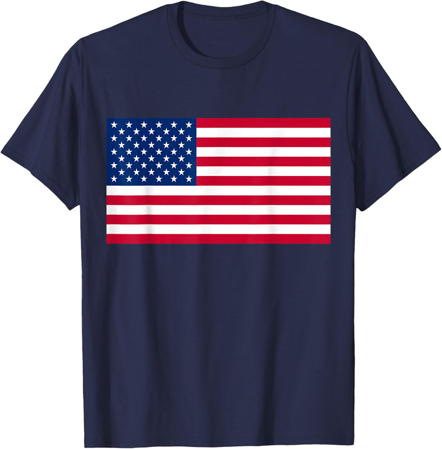 American Flag USA Flag 4th of July Memorial Day Veterans Day T-Shirt - Navy Blue