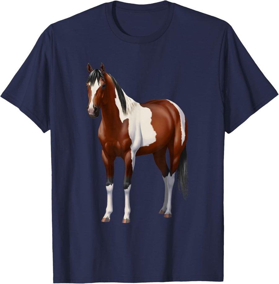 Beautiful Brown Laurel Gift for Horse Lovers T-Shirt - Navy Blue