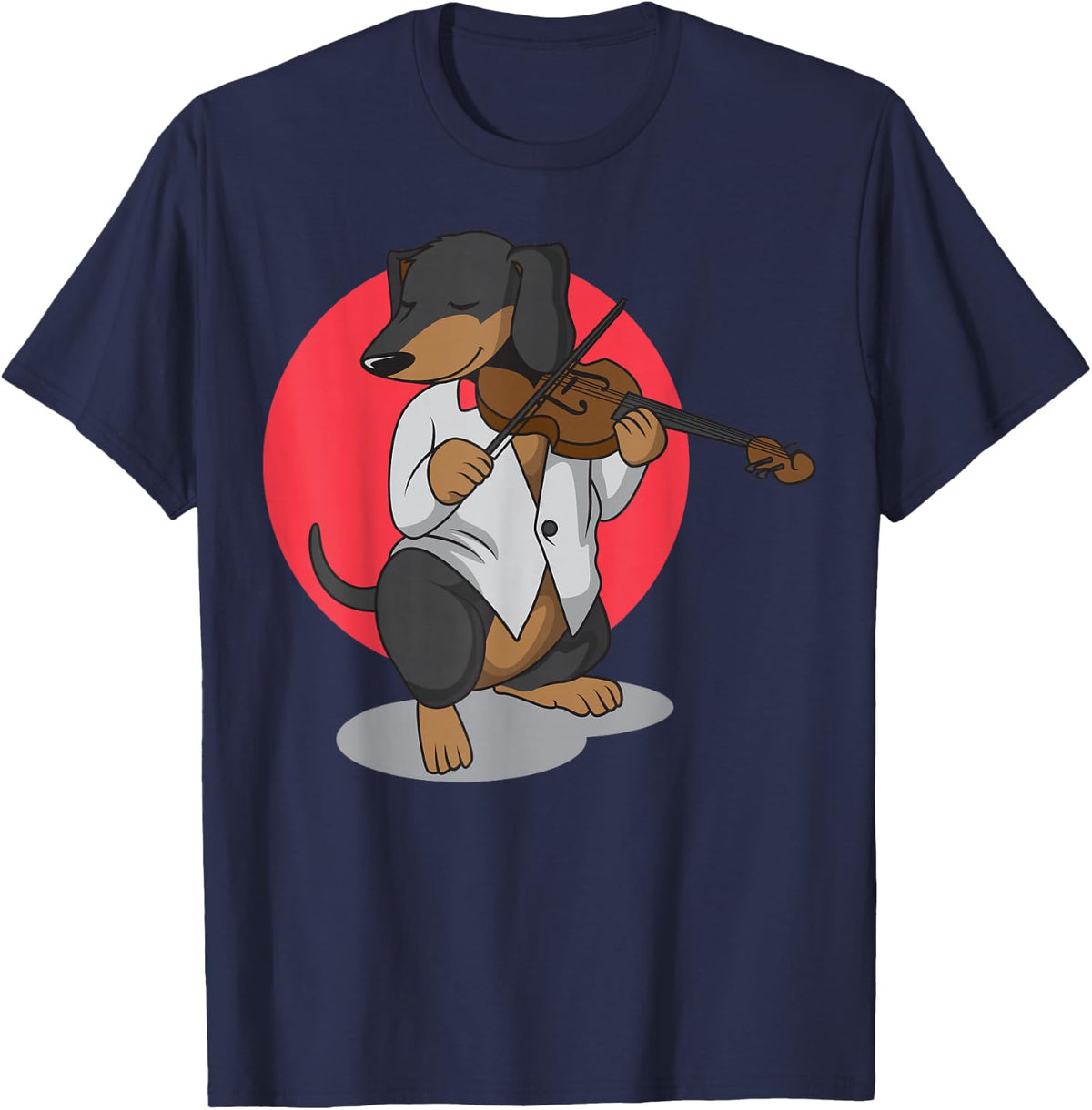 Dachshund Wiener Dog Playing Violin Cute Funny Violinist T-Shirt - Navy Blue