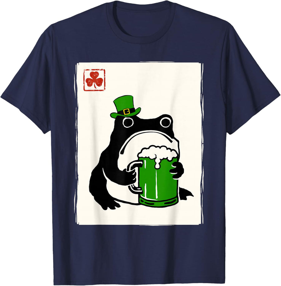 Grumpy Frog St Patty's Shamrock Beer Funny St Patrick's Day T-Shirt - Navy Blue