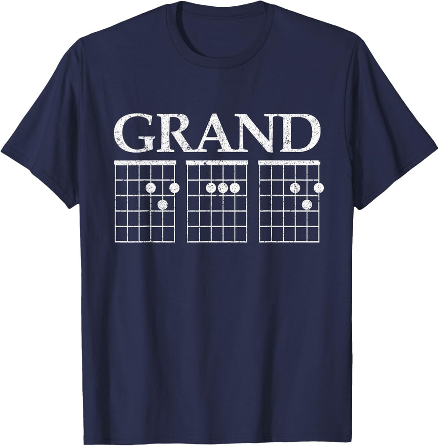 Music Guitar Chord GrandDAD Father's Day Gift For Granddad T-Shirt - Navy Blue