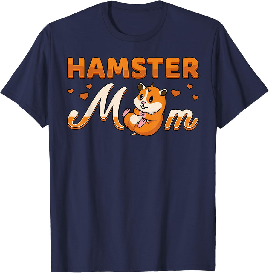 Hamster Mom Syrian Campbell's Dwarf Roborovski Mother's Day T-Shirt - Navy Blue