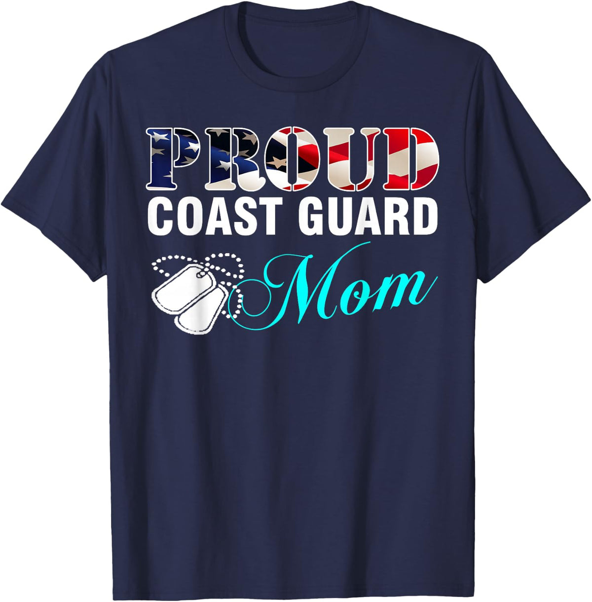 Vintage Proud Coast Guard Mom With American Flag Gift T-Shirt - Navy Blue