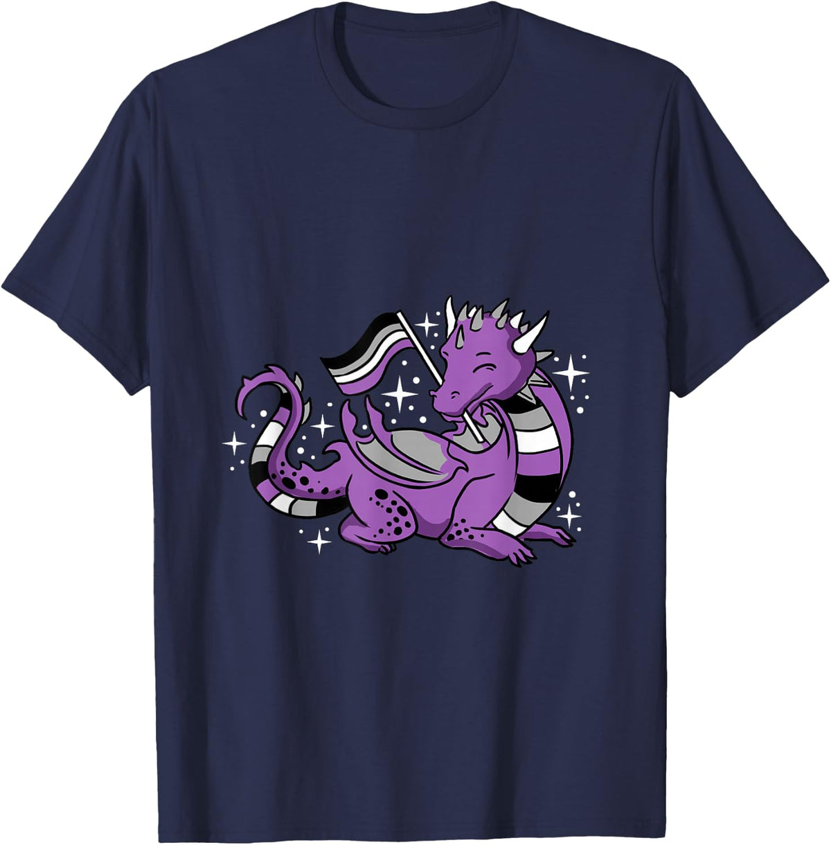 Ace Pride Dragon T-Shirt Asexual Dragon Tees for Aromantic LGBTQ Pride Month - Navy Blue