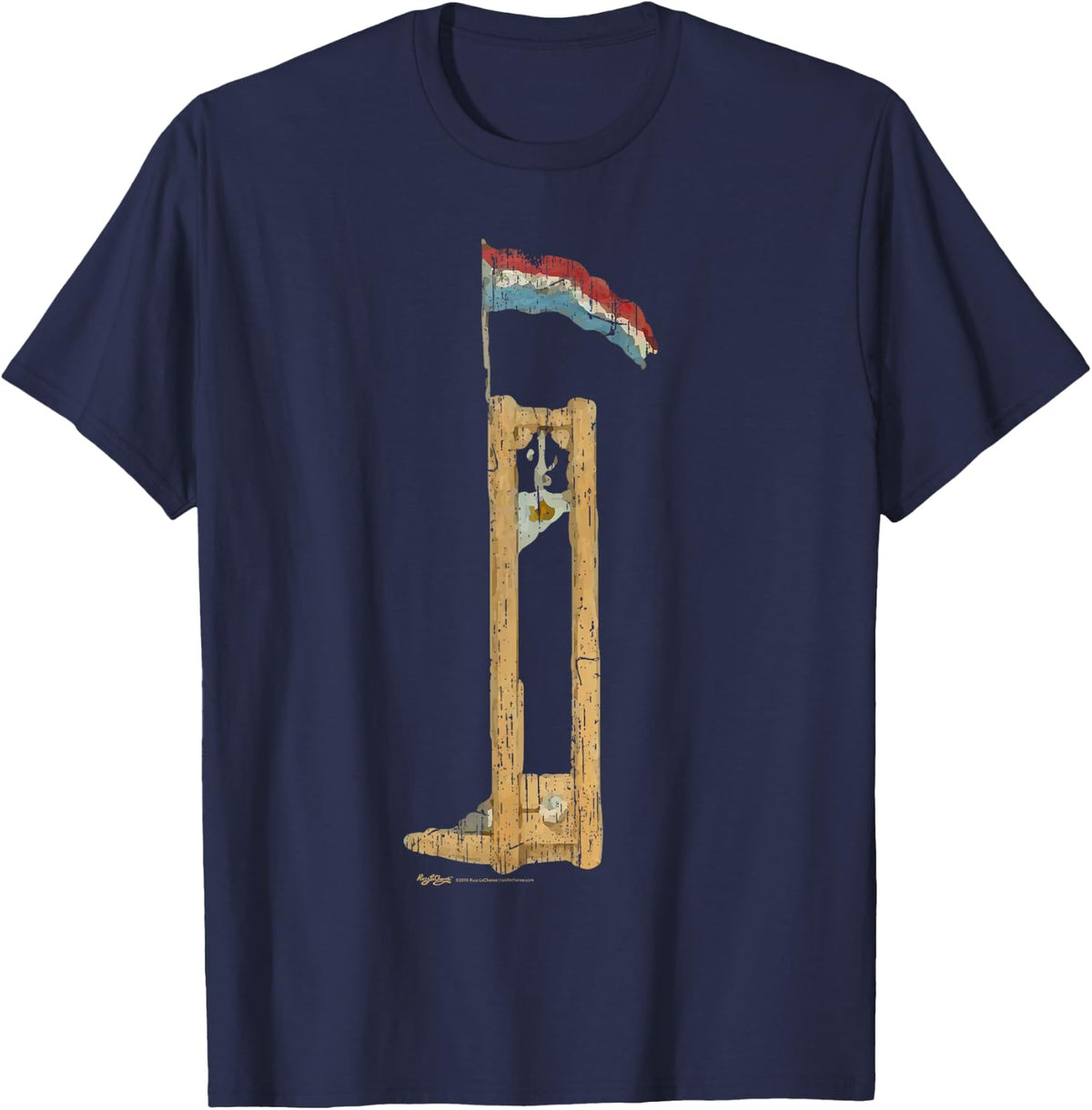Vintage French Guillotine Paris Flag Bastille Day T-Shirt - Navy Blue