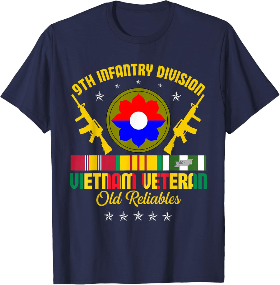 9th Infantry Division Vietnam Veteran Old Reliables Veteran T-Shirt - Navy Blue