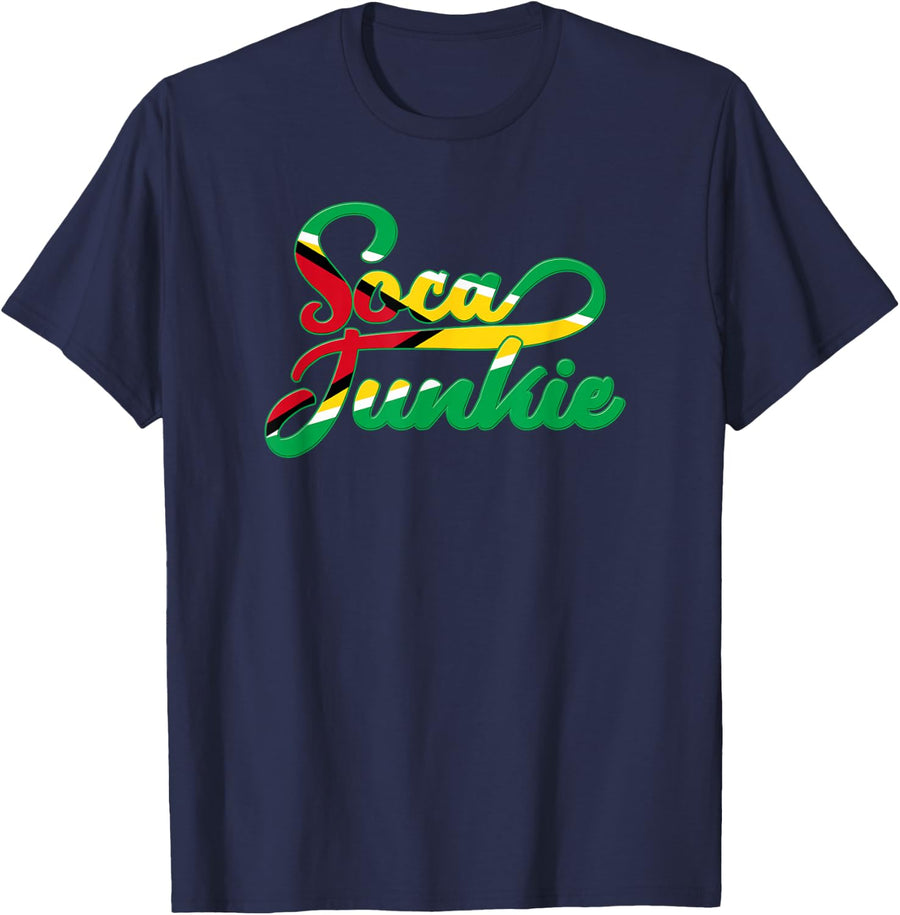 Soca Junkie Guyana Guyanese Bandiera Carnival Mashramani T-Shirt - Navy Blue