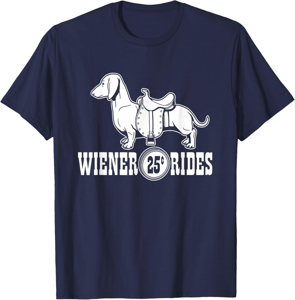 Weiner Rides | Funny Dachshund T- Shirt T-Shirt - Navy Blue