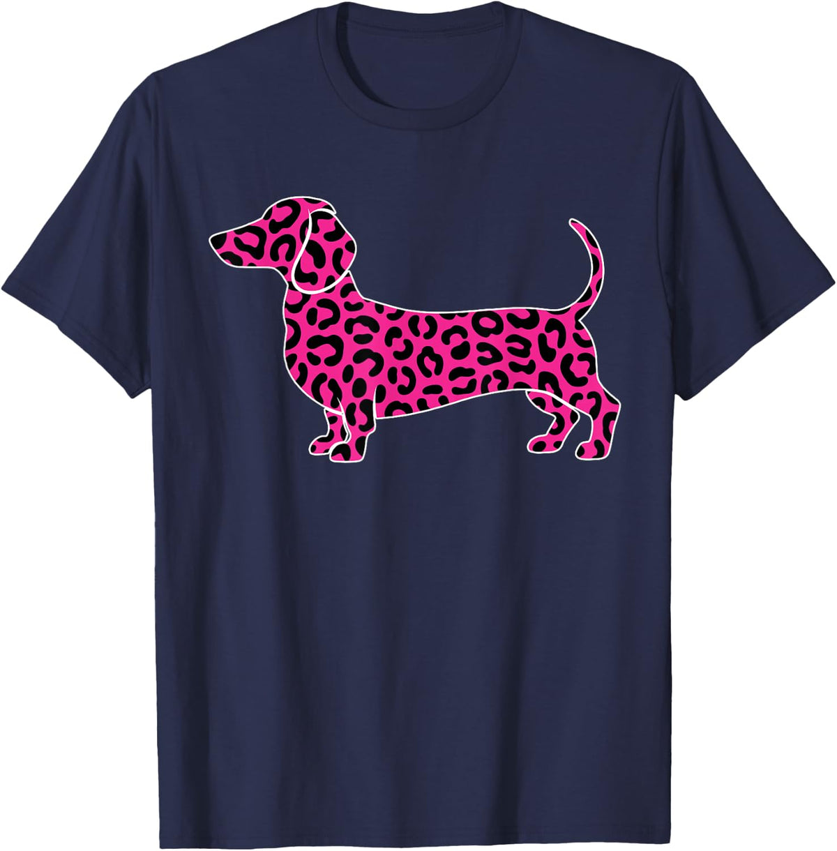 Dachshund Wiener Leopard Wiener Dog for Women T-Shirt - Navy Blue