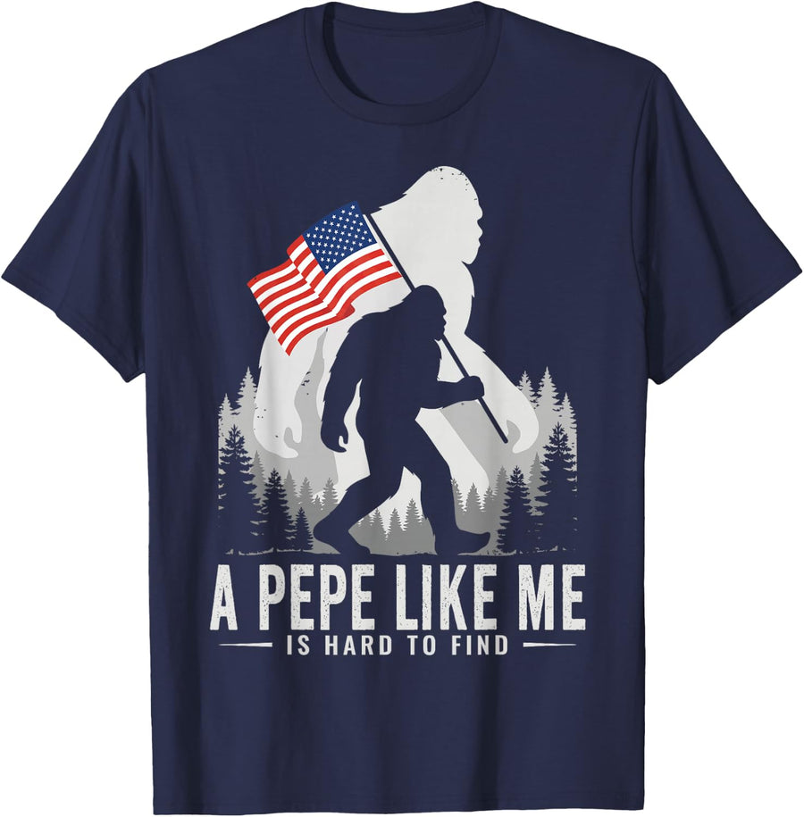 A Pepe Like Me Funny Grandpa Bigfoot Fathers Day T-Shirt - Navy Blue
