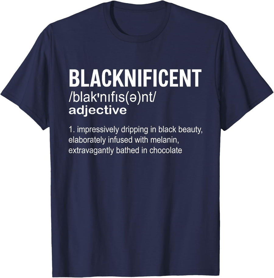 Blacknificent Definition Black History Month Afro Pride T-Shirt - Navy Blue